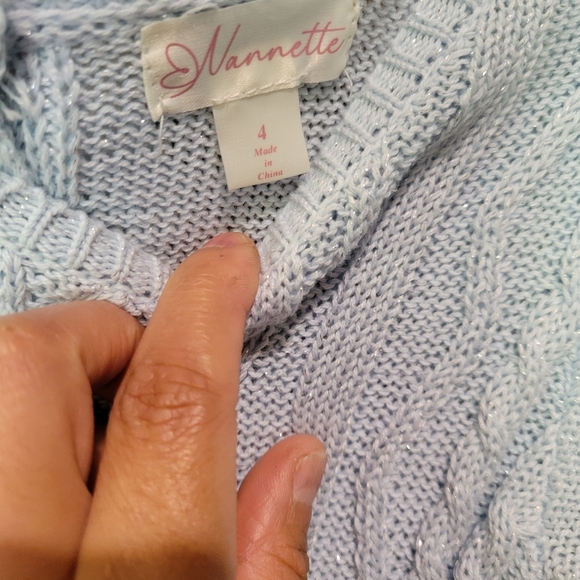 Elegant Blue Knit Kids Dress - Picture 3 of 7